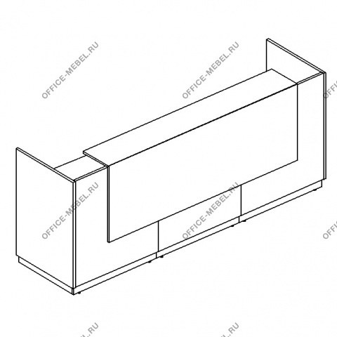 Стойка ресепшен прямая (полка высокая) с подсветкой А4 9833-3 на Office-mebel.ru