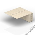 Составной стол на 2 рабочих места с приставными тумбами 4 ящика (4 громмета, приставной элемент) 2TPG128N072 на Office-mebel.ru