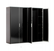 GALA Шкаф для бумаг+гард, 4дв LIB4/899 + LIBW/899 + LIBSH/899 BLACK GLASS на Office-mebel.ru
