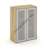 Шкаф средний широкий (2 средних фасада стекло сатин в раме) COR.ST-2.4R на Office-mebel.ru