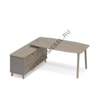 Стол руководителя л\п (тип 2) WOOD на опорной тумбе ТМ В2 109 на Office-mebel.ru