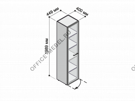 Шкаф высокий узкий со стеклянной дверью в профиле MDF602+638 на Office-mebel.ru