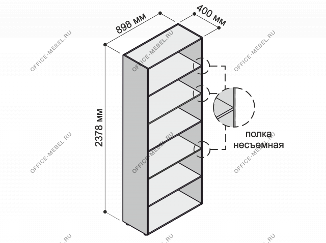 Шкаф высокий открытый MDF607 на Office-mebel.ru