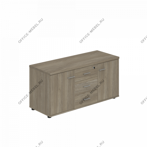 Тумба опорная (мобильная) с 3-мя ящиками + замок и 2-мя распашными фасадами WN.202		 на Office-mebel.ru