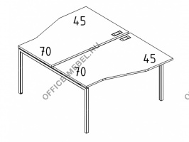 Рабочая станция со столами эргономичными "Техно"на металлокаркасе DUE (2х1400) А4 Б2 190 БП на Office-mebel.ru