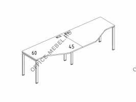 Рабочая станция со столами эргономичными "Техно" на металлокаркасе UNO (2х1200) А4 Б1 051-2 БП на Office-mebel.ru