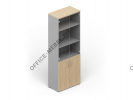 Шкаф высокий комбинированный с тонированным стеклом без рамы UMH834 на Office-mebel.ru