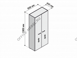 Шкаф высокий с 2-мя высокими дверьми MDF601+626 на Office-mebel.ru