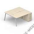 Составной стол на 2 рабочих места с приставными тумбами 4 ящика (меламиновые аутлеты) AR2TPM168N072 на Office-mebel.ru
