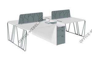 Композиция 2 двойных бенча с ажурной ногой и тумбами ART903.U604 на Office-mebel.ru