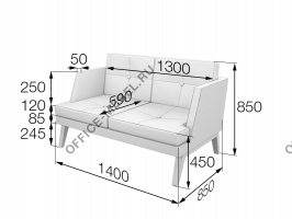 Диван двухместный Bev2-2 на Office-mebel.ru