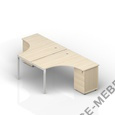 Составной стол на 2 рабочих места (2 громмета) на опорных тумбах (4 ящика) ST2TG1414 на Office-mebel.ru