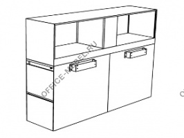 Пара боковых наружных пьедесталов с верхним шкафом со спинкой (тумбы одинаковы) P2B4AC / P2B5AC / P2B6AC на Office-mebel.ru