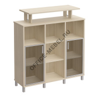 Стеллаж средний с надстройкой и стеклянными дверками В 801-524  на Office-mebel.ru