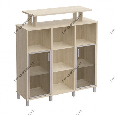 Стеллаж средний с надстройкой и стеклянными дверками В 801-524  на Office-mebel.ru
