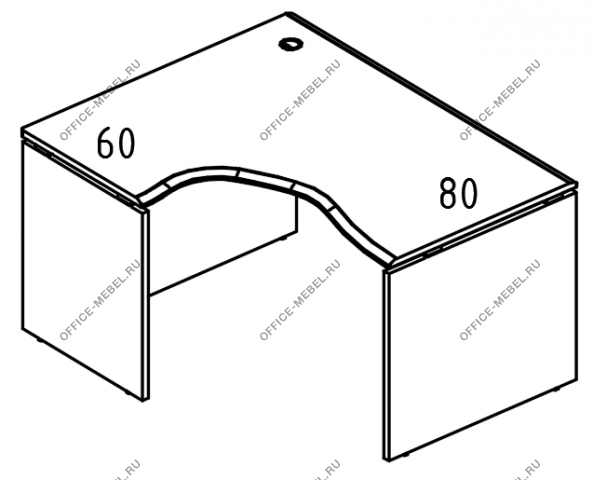 Стол эргономичный на каркасе ДСП (2 скоса) левый МР МП 087.01  на Office-mebel.ru