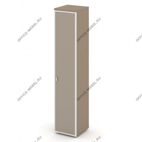 Шкаф высокий узкий л\п (1 высокий фасад стекло Лакобель  IVORY / UMBRA в раме) ES.SU-1.10R I/U на Office-mebel.ru