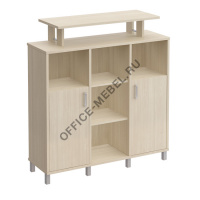 Стеллаж средний с надстройкой и деревянными дверками В 801-523 на Office-mebel.ru