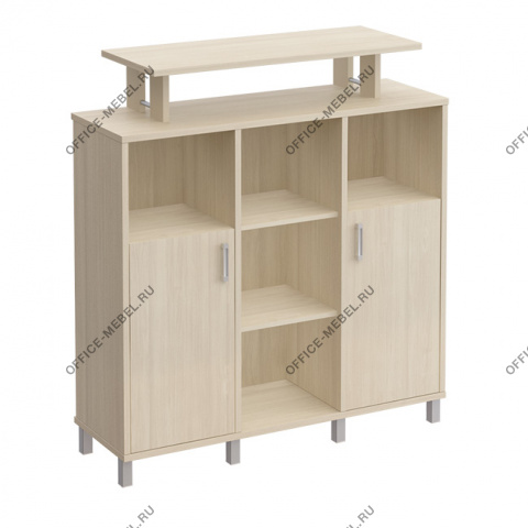 Стеллаж средний с надстройкой и деревянными дверками В 801-523 на Office-mebel.ru