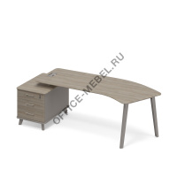 Стол руководителя левый эргономичный на тумбе малой тип 5 ТМ М1 131 на Office-mebel.ru
