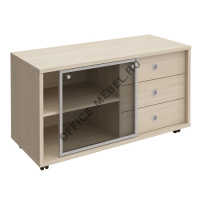 Тумба выкатная 3 ящика без замка стеклянная дверь-купе В 202-552 на Office-mebel.ru
