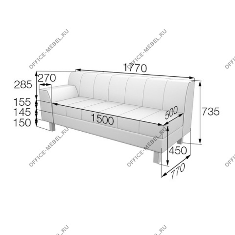 Мягкая мебель для офиса Диван левый/правый Fl3R/Fl3L на Office-mebel.ru