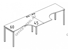 Рабочая станция со столами эргономичными "Классика" на металлокаркасе DUE (2х1600) А4 Б2 035-2 БП на Office-mebel.ru