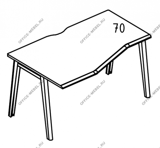 Стол Техно на металлокаркасе МТ (1 скос) левый МР Б1Б 065.02 на Office-mebel.ru