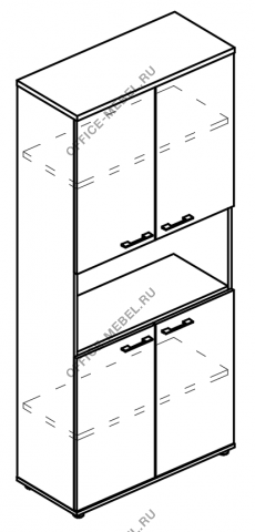 Шкаф для документов 4-х дверный с открытой нишей (топ ДСП) МР 9474 на Office-mebel.ru