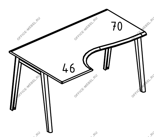 Стол Классика на каркасе МТ 2 скоса левый МР Б1Б 041.01  на Office-mebel.ru