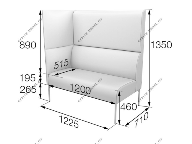 Мягкая мебель для офиса Секция 2-местная высокая правая (левая) Brd2HR(2HL) на Office-mebel.ru