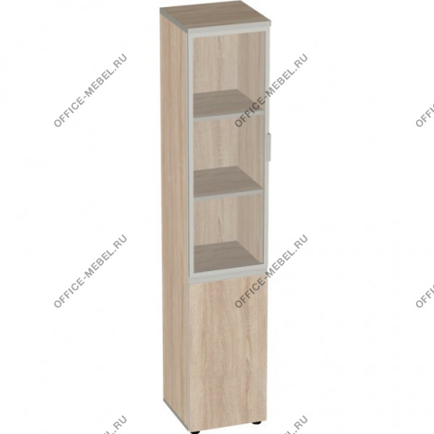 Шкаф высокий узкий с прозр. стеклом в алюм. рамке (левый) V-2.6+4.0.1L+4.4.1L+V на Office-mebel.ru