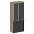 Шкаф высокий широкий (2 низких фасада ЛДСП + 2 средних фасада лакобель белый в раме) SK.ST-1.2R black на Office-mebel.ru 1