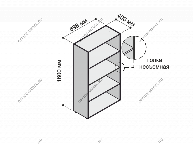 Шкаф открытый MDF603 на Office-mebel.ru