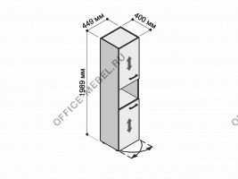 Шкаф высокий узкий с 2-мя низкими дверьми MDF602+614 на Office-mebel.ru