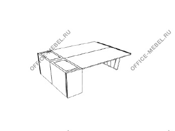 Двойной стол с боковым пьедесталом DK166BLIT на Office-mebel.ru