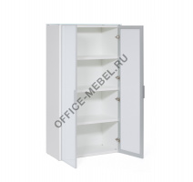 ГАЛА/GALA Шкаф для бумаг, 2 двери БЕЛЫЙ LIB2/980 + LIBW/980 WHITE crvGLASS на Office-mebel.ru