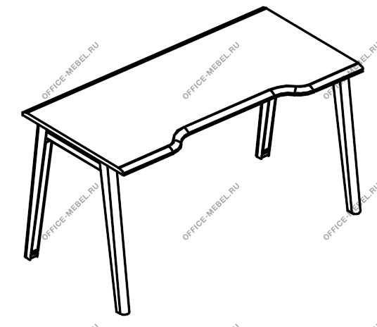 Стол Симметрия на металлокаркасе МТ (2 скоса) МР Б1Б 015.03 на Office-mebel.ru