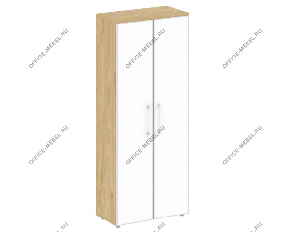 Шкаф высокий широкий (2 высоких фасада стекло лакобель белый в раме) SK.ST-1.10R white на Office-mebel.ru