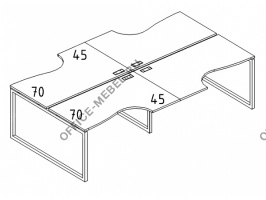  Рабочая станция со столами эргономичными "Классика" на металлокаркасе QUATTRO (4х1400) А4 Б4 184-2 БП на Office-mebel.ru