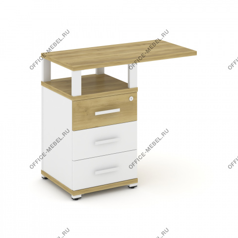 Тумба приставная узкая 3 ящика со свесом. С надставкой широкой. CN.TUS-002 на Office-mebel.ru