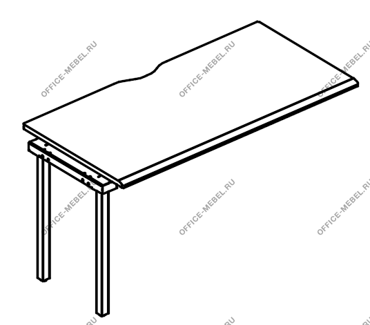 Секция стола рабочей станции на опорах МТ 1 скос МР Б1 015.02-1  на Office-mebel.ru