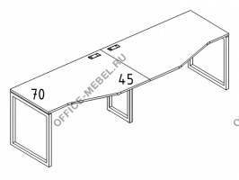  Рабочая станция со столами эргономичными "Техно" на металлокаркасе QUATTRO (2х1200) А4 Б4 061-2 БП на Office-mebel.ru