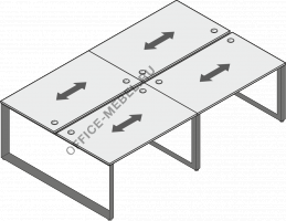 Бенч-система на 4 места (глубина 1240 мм) MDF301 на Office-mebel.ru