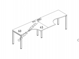 Рабочая станция со столами эргономичными "Классика" на металлокаркасе UNO (2х1600) А4 Б1 035-2 БП на Office-mebel.ru