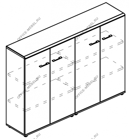 Шкаф средний комбинированный закрытый (топ МДФ) МР 9392 на Office-mebel.ru