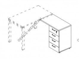  Тумба приставная 4-х ящичная с замком А4 9224 БП на Office-mebel.ru