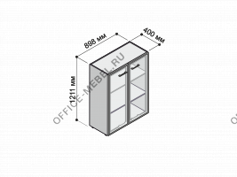 Шкаф с 2-мя дверьми в профиле со стеклом MDF605+631 на Office-mebel.ru