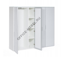ГАЛА/GALA Шкаф для бумаг+гард, 4дв БЕЛЫЙ LIB4/980 + LIBW/980 + LIBSH/980 WHITE crvGLASS на Office-mebel.ru