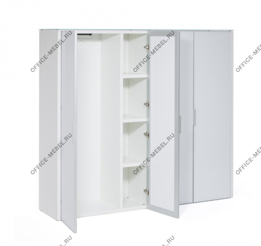 ГАЛА/GALA Шкаф для бумаг+гард, 4дв БЕЛЫЙ LIB4/980 + LIBW/980 + LIBSH/980 WHITE crvGLASS на Office-mebel.ru